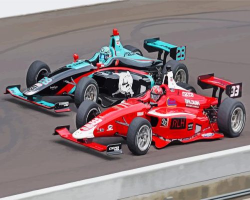 Racing Indy Cars paint by numbers