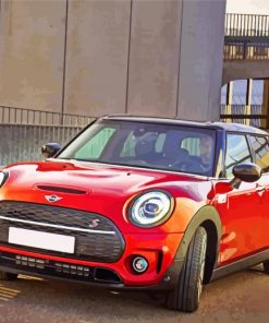 Red Mini Cooper Car paint by numbers