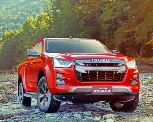 Red Isuzu D Max Car paint by numbers