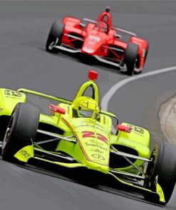 Red And Yellow Indy Cars paint by numbers