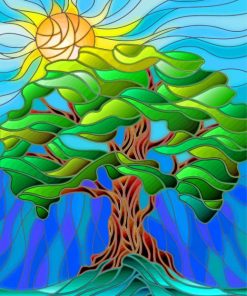 Stained Glass Tree paint by numbers