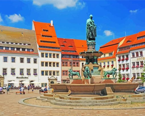 Freiberger Obermarkt Fountain paint by numbers