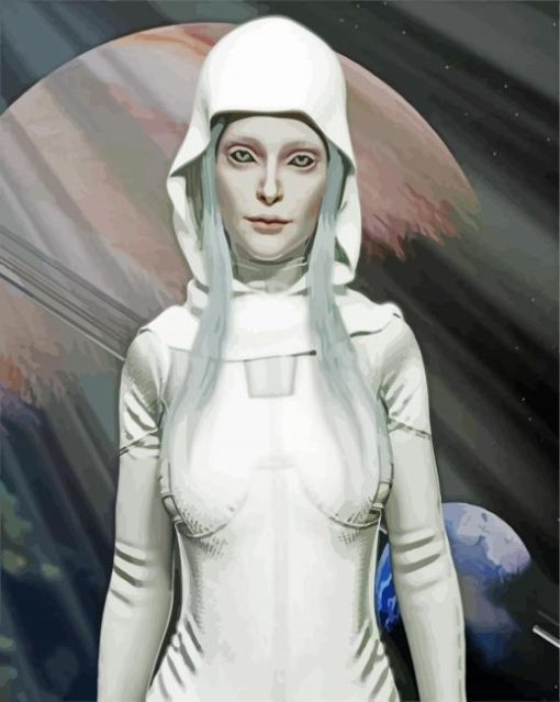 White Galactic Lady paint by numbers