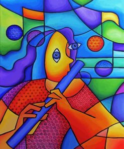 Abstract Flute Player paint by numbers