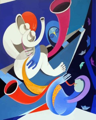 Abstract Musicians paint by numbers