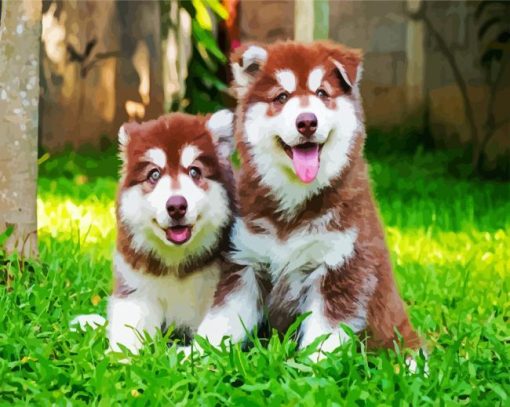 Alaskan Malamute Puppies paint by numbers