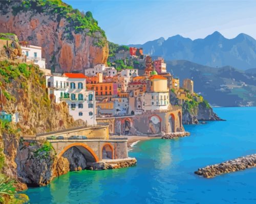 Amalfi Coast Buildings paint by numbers