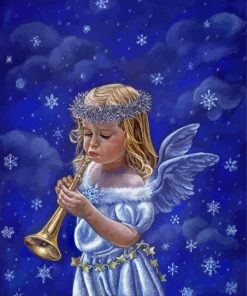 Angel Girl With Trumpet paint by numbers