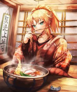 Anime Girl Eating Ramen paint by numbers