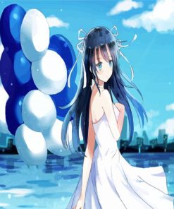 Anime Girl With Balloons paint by numbers