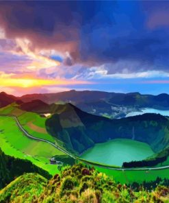 Azores Landscape At Sunset paint by numbers