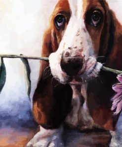 Basset Hound And Flower paint by numbers