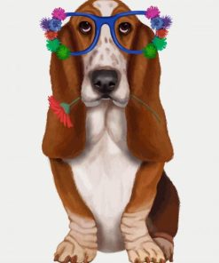 Basset Hound With Glasses paint by numbers