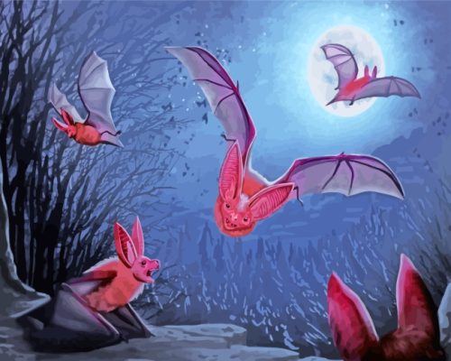 Bats Moonlight Art paint by numbers