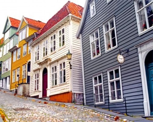 Houses Buildings In Bergen paint by numbers