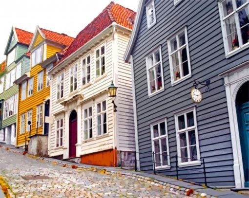 Houses Buildings In Bergen paint by numbers