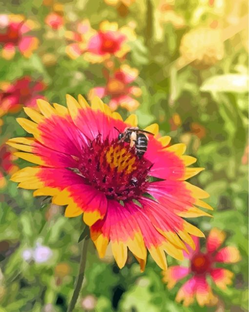 Bee On Wildflower paint by numbers