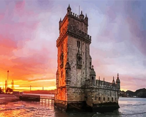 Belem Tower Lisbon Portugal paint by numbers