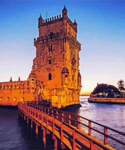 Aesthetic Belem Tower Lisbon paint by numbers