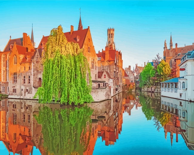 Belgium Bruges City paint by numbers