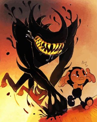 Bendy Running Away From Monster paint by numbers