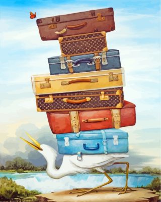 Bird Holding Bags paint by numbers