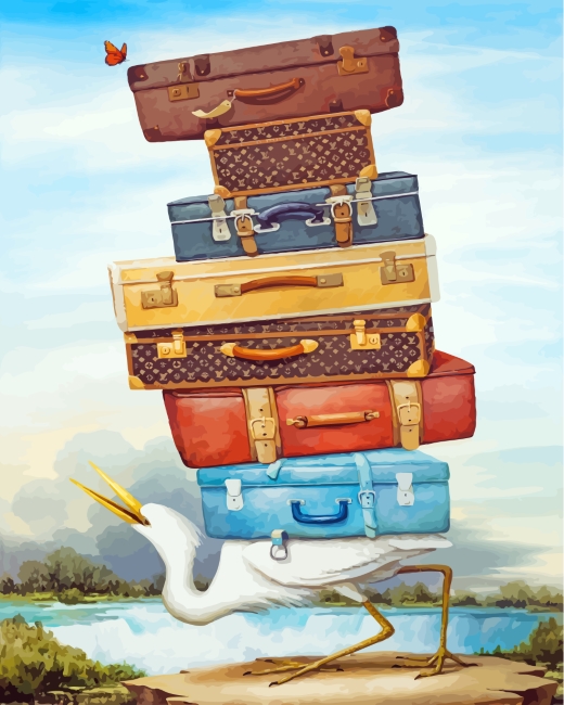 Bird Holding Bags paint by numbers