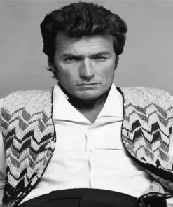 Black And White Young Clint Eastwood paint by numbers