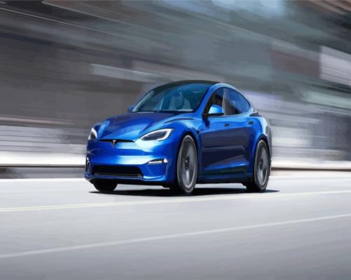 Blue Tesla Car paint by numbers