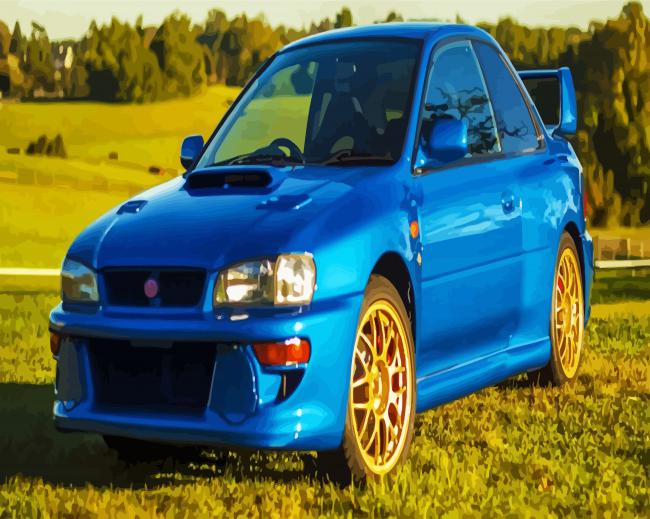 Blue Subaru Car paint by numbers