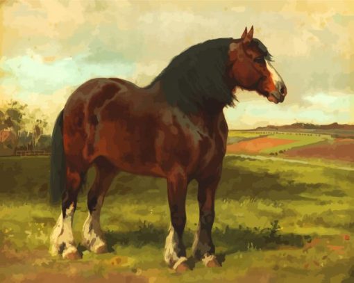 Brown Shire Horse Animal paint by numbers