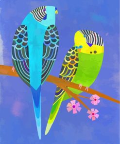 Budgies Birds Art paint by Numbers