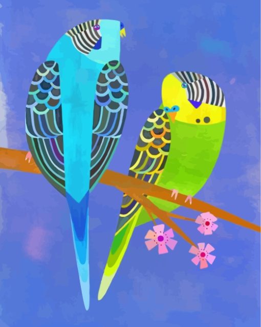 Budgies Birds Art paint by Numbers