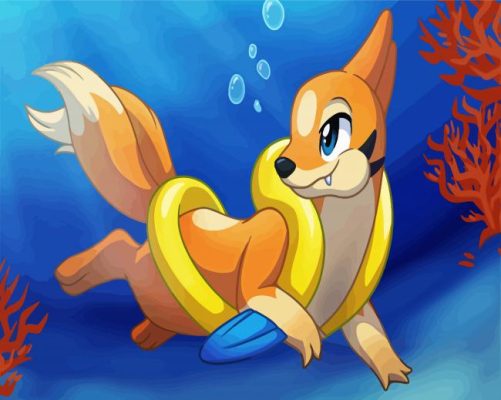 Buizel Swimming Underwater paint by numbers