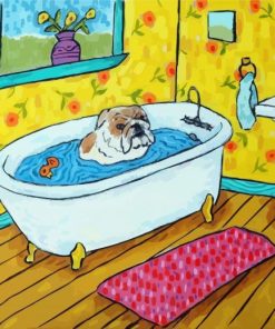 Bulldog Animal In Tub paint by numbers