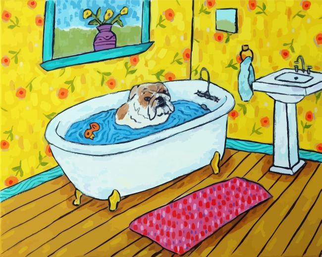Bulldog Animal In Tub paint by numbers