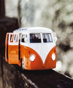 White Orange Campervan Toy paint by numbers