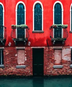 Red Canal Buildings paint by numbers