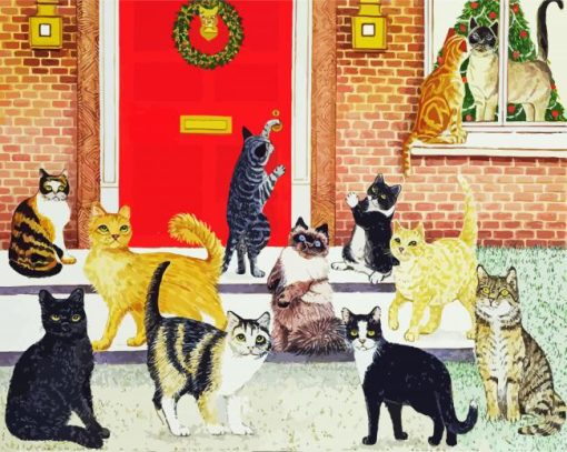 Cats In Doorstep paint by numbers