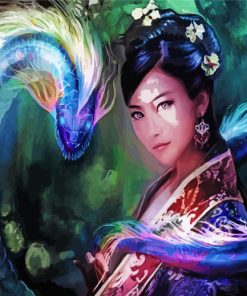 Dragon And Chinese Girl paint by numbers