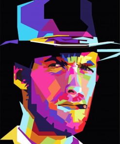 Colorful Clint Eastwood Pop Art paint by numbers