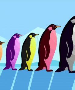 Colored Penguins paint by numbers