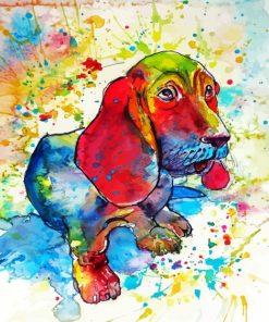 Colorful Basset Hound paint by numbers