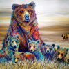 Colorful Bears Family paint by numbers