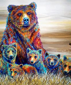 Colorful Bears Family paint by numbers