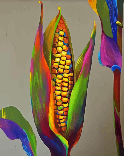 Colorful Corn Art paint by numbers