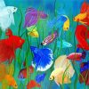 Colorful Siamese Fighting Fish paint by numbers