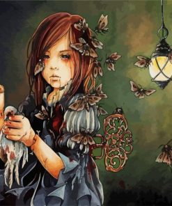 Creepy Doll And Butterflies paint by numbers