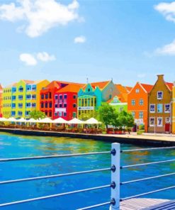 Colorful Buildings In Curacao paint by numbers