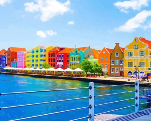 Colorful Buildings In Curacao paint by numbers